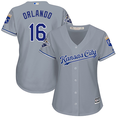 Royals #16 Paulo Orlando Grey Road Women's Stitched MLB Jersey